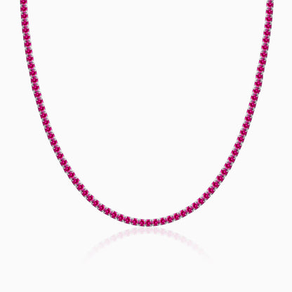 Silver Pink Whisper Tennis Necklace