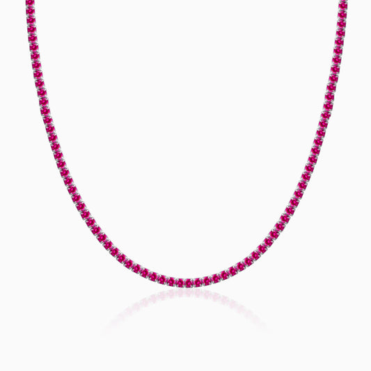 Silver Pink Whisper Tennis Necklace