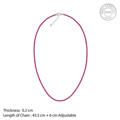 Silver Pink Whisper Tennis Necklace