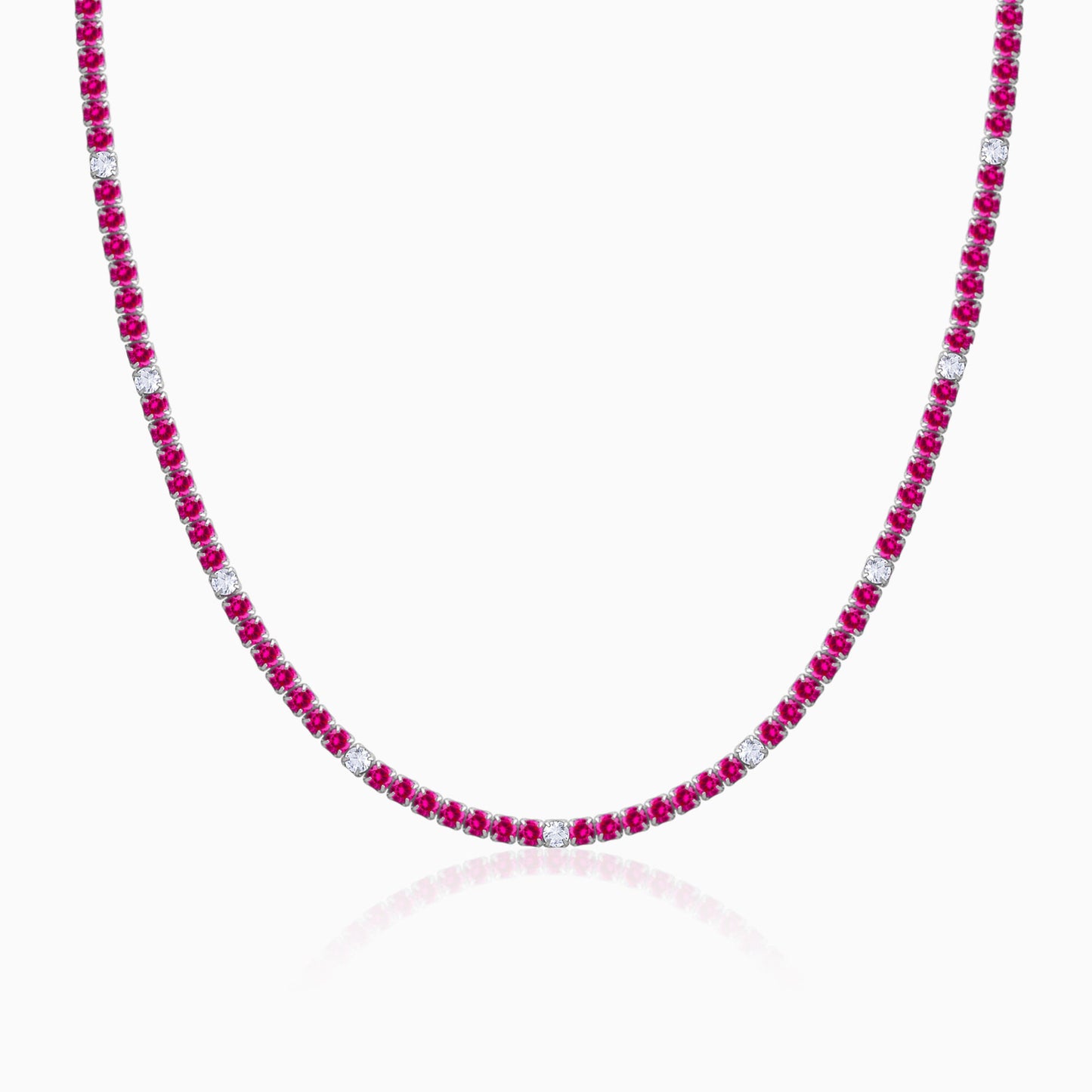 Silver Coral Blush Tennis Necklace