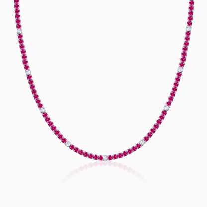 Silver Coral Blush Tennis Necklace