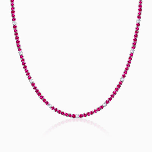 Silver Coral Blush Tennis Necklace