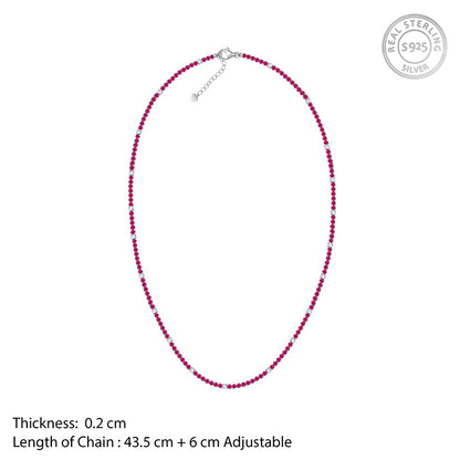 Silver Coral Blush Tennis Necklace