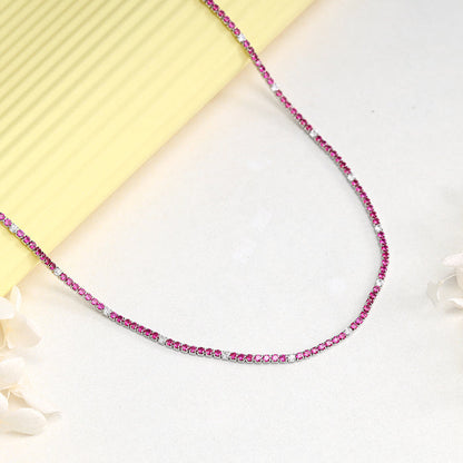 Silver Coral Blush Tennis Necklace