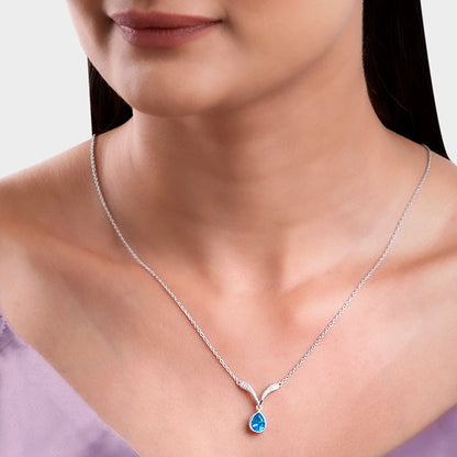 Silver Aqua Blue Necklace