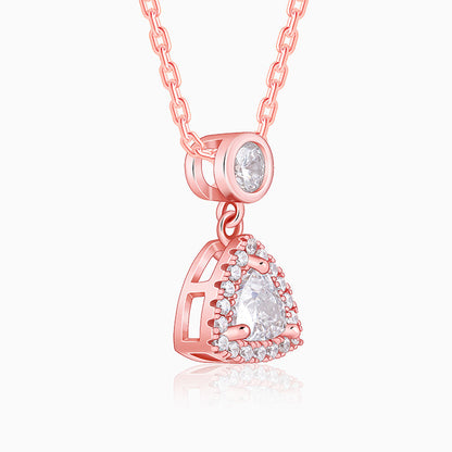 Rose Gold Tirangular Halo Necklace