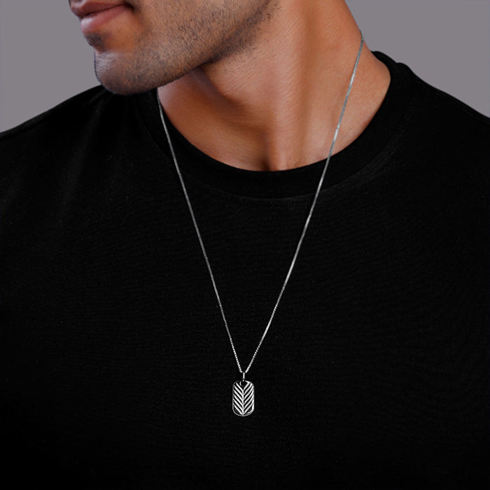 Black Rhodium Midnight Charmer Pendant With Box Chain For Him