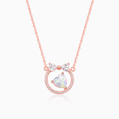 Rose Gold Bow Heart Necklace