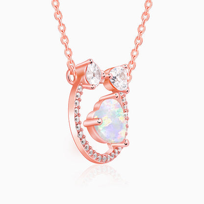Rose Gold Bow Heart Necklace