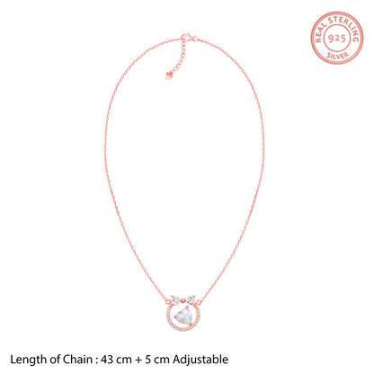 Rose Gold Bow Heart Necklace