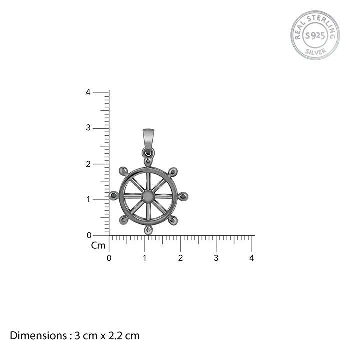 Black Rhodium Time Wheel Pendant With Box Chain For Him