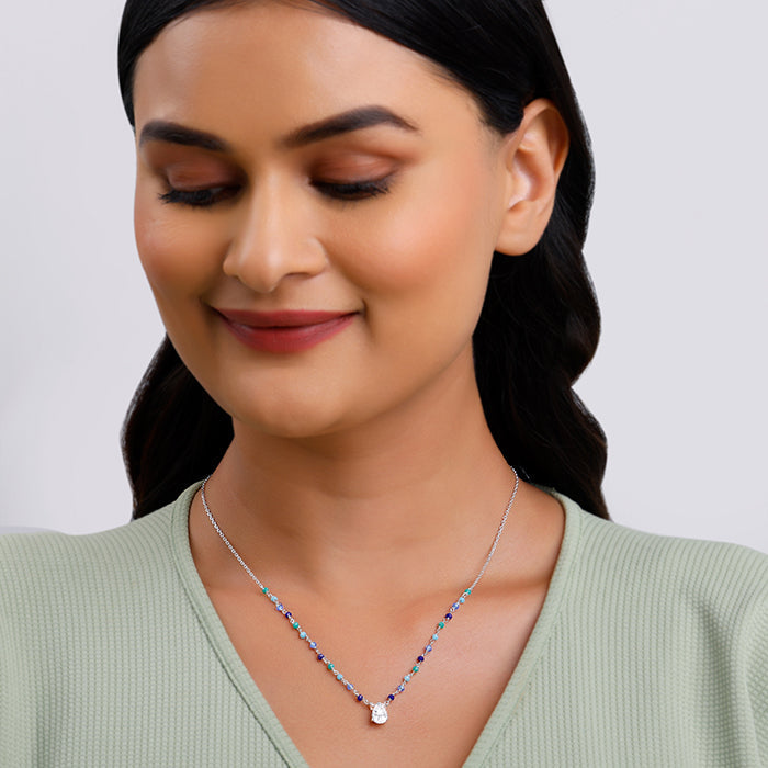 Silver Colourful Glint Necklace