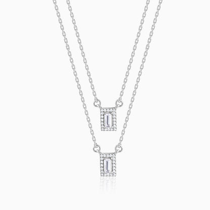 Silver Radiant Baguette Layered Necklace