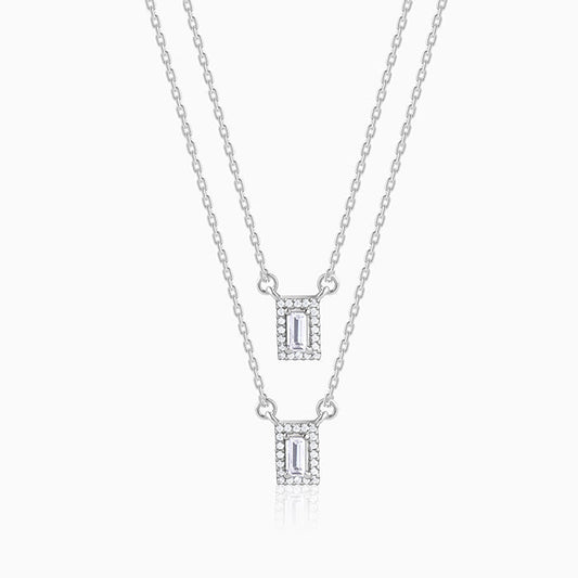 Silver Radiant Baguette Layered Necklace