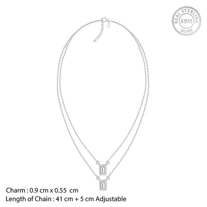 Silver Radiant Baguette Layered Necklace