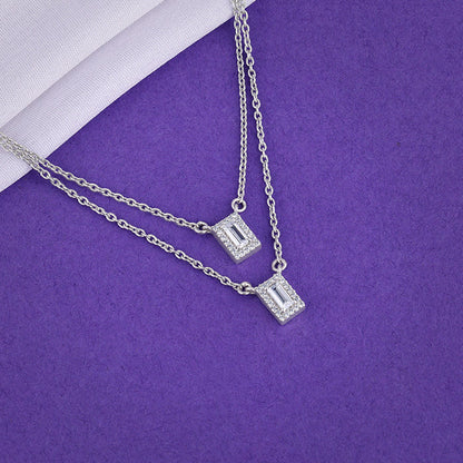 Silver Radiant Baguette Layered Necklace