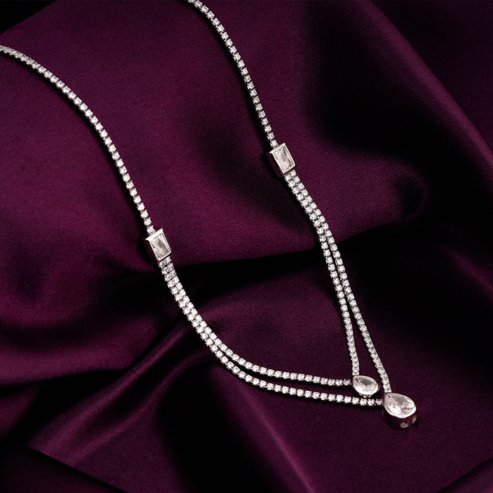 Anushka Sharma Silver Layered Drop necklace