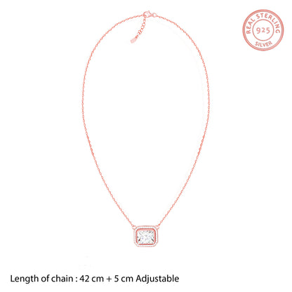 Rose Gold Studded Baguette  Necklace