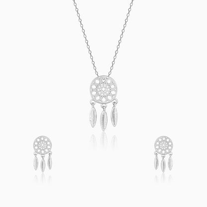 Silver Dreamcatcher Necklace Set