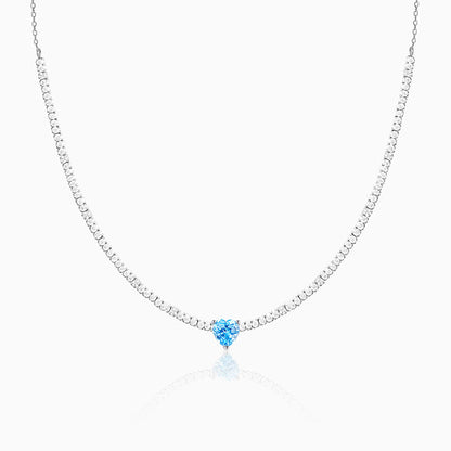 Silver Blue Heart Choker Necklace