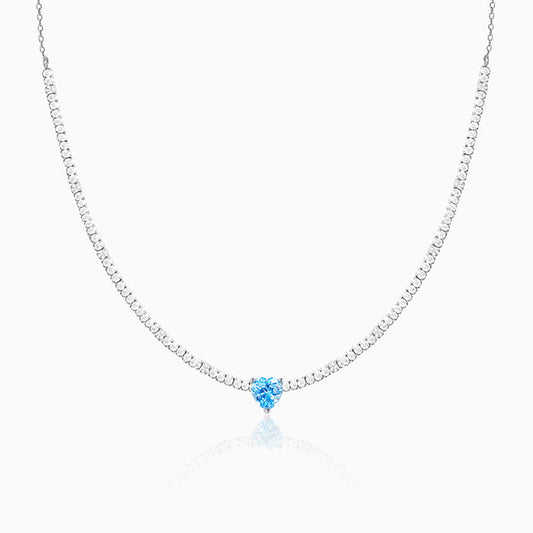 Silver Blue Heart Choker Necklace