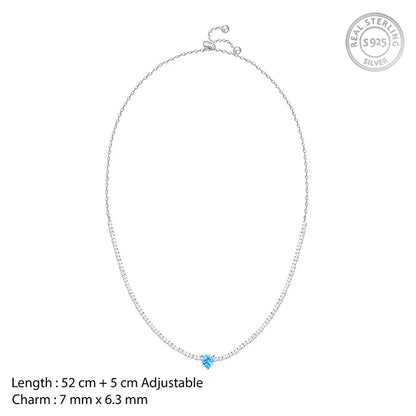 Silver Blue Heart Choker Necklace