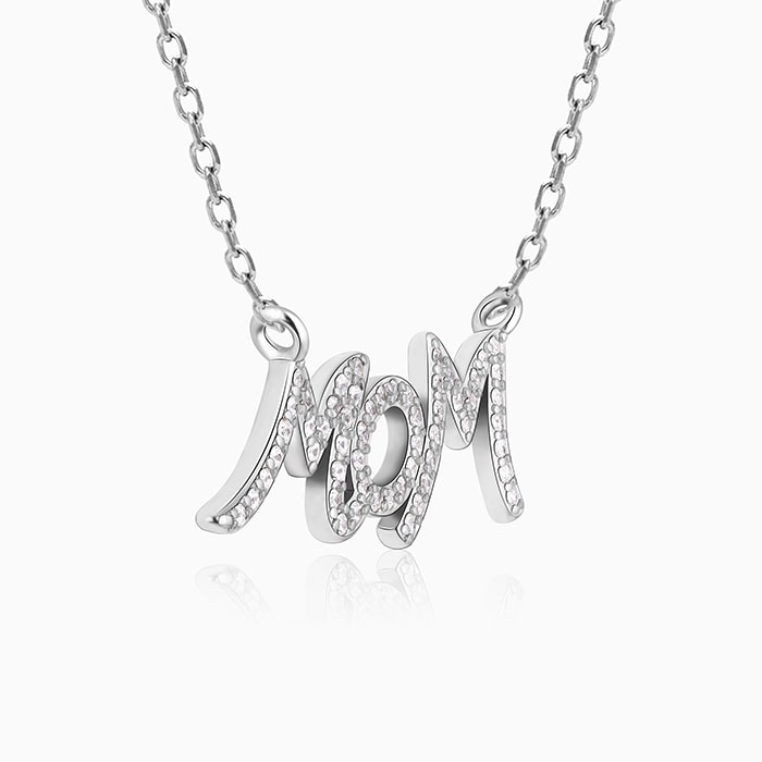 Anushka Sharma Silver Zircon MOM Necklace