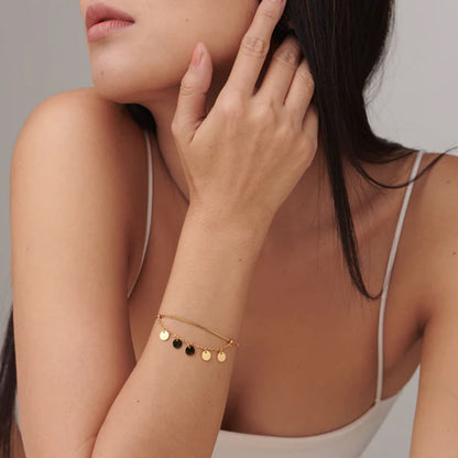 Tiny Plates Bracelet & Chic Chunky Hoop Earrings Combo Set