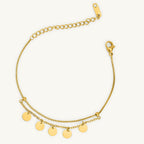 Circle Ring Double Layer Necklace & Tiny Plates Bracelet Combo Set