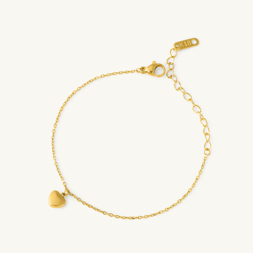 Two-Layered Heart Charm Necklace & Cute Heart Bracelet Combo Set