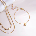 Cute Heart Bracelet & Love Embrace Two Layered Necklace Combo Set