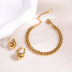 Chunky Small Bracelet & Gold Heart Hoop Earrings Combo Set