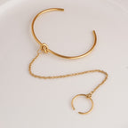 Double Chain Delight Necklace & Cuff Bracelet With Ring Combo Set