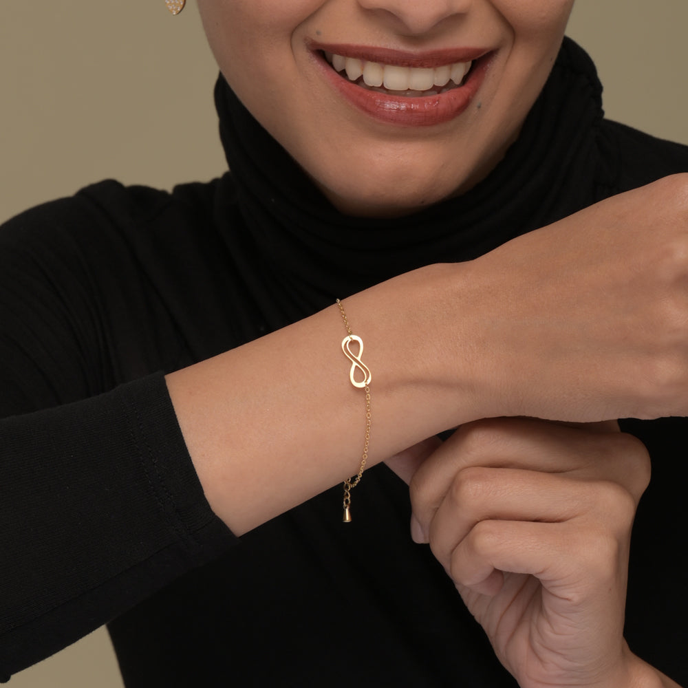 Circle Ring Double Layer Necklace & Infinity Charm Bracelet Combo Set