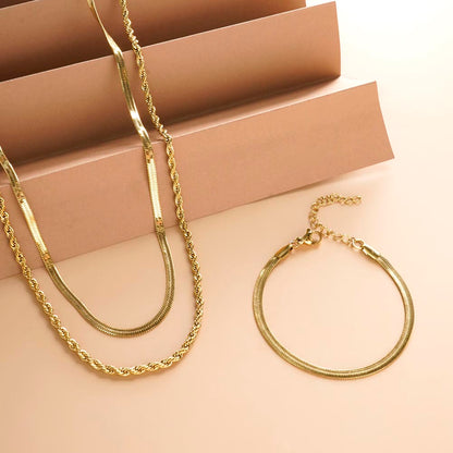 Snake Charm Bracelet & Rope N Snake Chain Combo Set