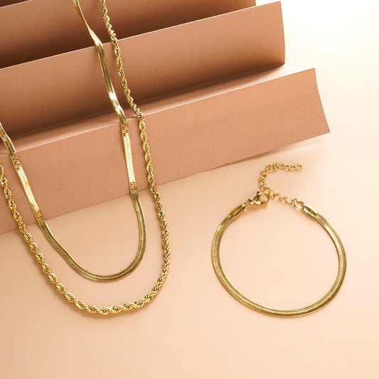 Snake Charm Bracelet & Rope N Snake Chain Combo Set