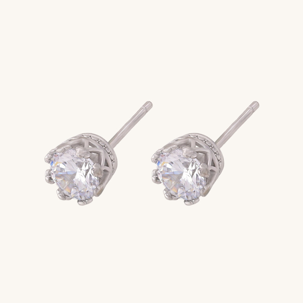 Crown Star Stud Earrings- 925 Silver