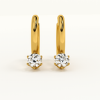 Athena Solitaire Hoop Earrings & Plain Chain Two Layer Necklace Jewellery Set