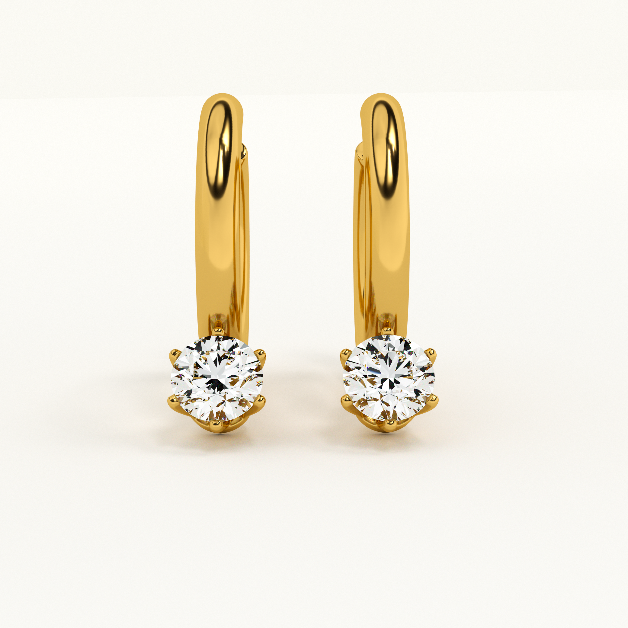 Athena Solitaire Hoop Earrings & Plain Chain Two Layer Necklace Jewellery Set