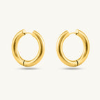 Classic Gold Bangle Bracelet & Classic Round Hoop Earrings Combo Set
