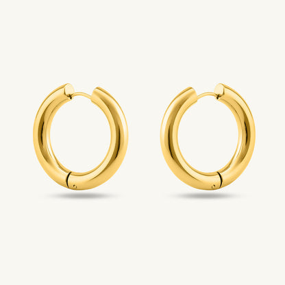 Two-Layered Bead Necklace & Classic Round Hoop Earrings Combo Set