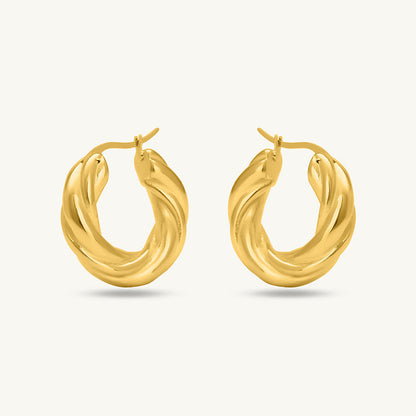Twisted Round Hoop Earrings & Infinity Charm Bracelet Combo Set