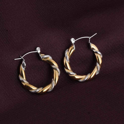 Golden Silver Twisted Hoop Earrings