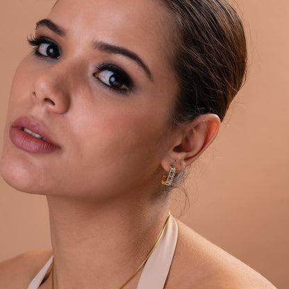 White Onyx Eternity Hoop Earrings