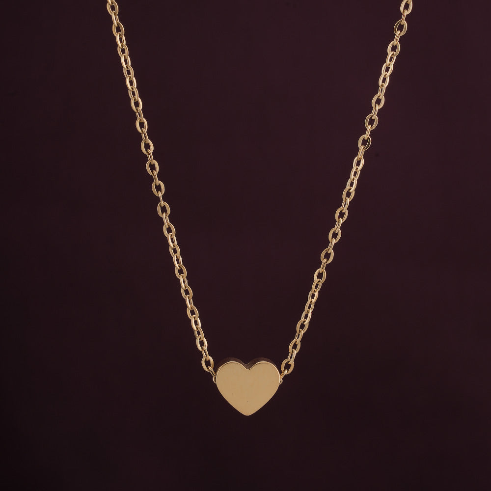 Paris Heart Necklace & Minimalist Heart Stud Earrings Gift set