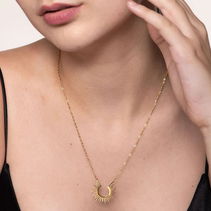 Sun Rays Necklace & Crystal Love Bangle Bracelet Combo Set