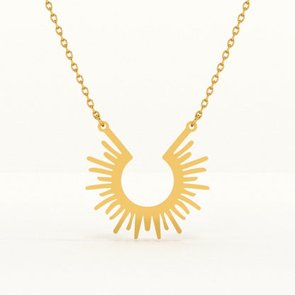 Sun Rays Necklace & Crystal Love Bangle Bracelet Combo Set
