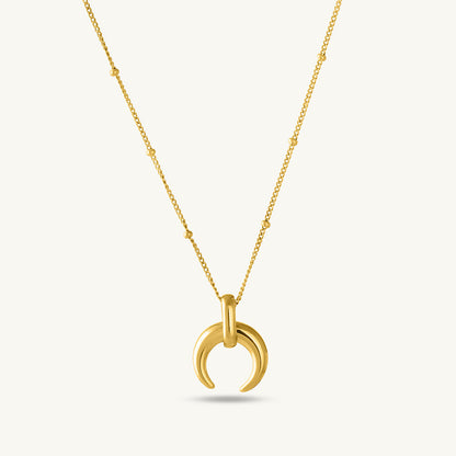 Tiny Horn Necklace & Star Moon Bracelet Combo Set