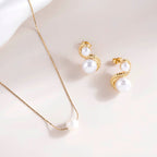 Delicate Pearl Necklace & Enchantress Pearl Stud Earrings Combo Set