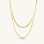 Athena Solitaire Hoop Earrings & Plain Chain Two Layer Necklace Jewellery Set